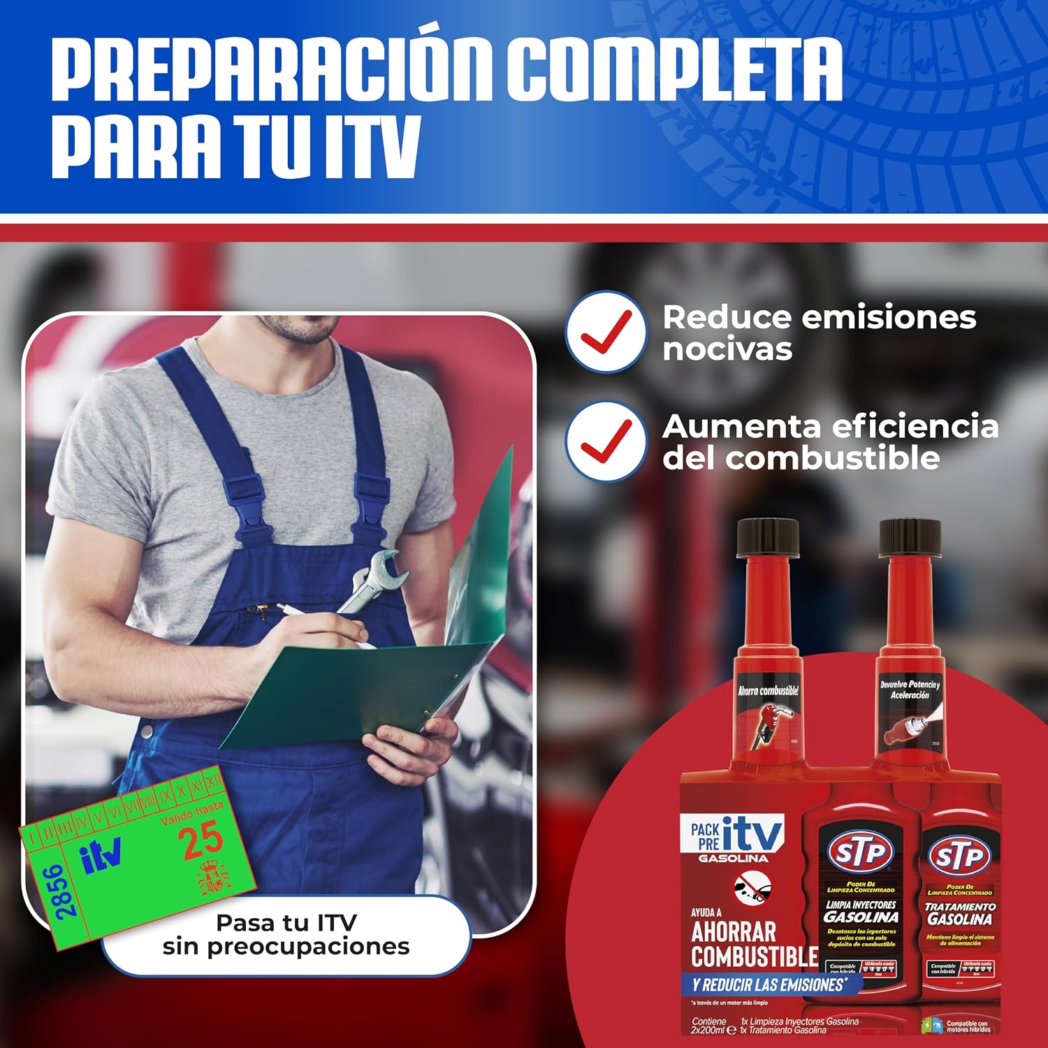 Pack Pre-ITV Gasolina STP – Limpia Inyectores + Tratamiento Gasolina 200 ml